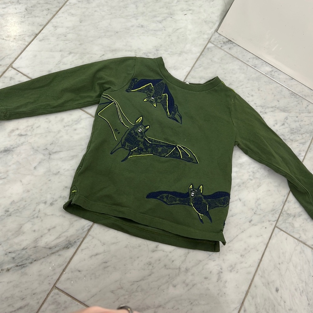 Joules Boys 3Y Green Bat Nature Long Sleeve Shirt - Picture 1 of 3